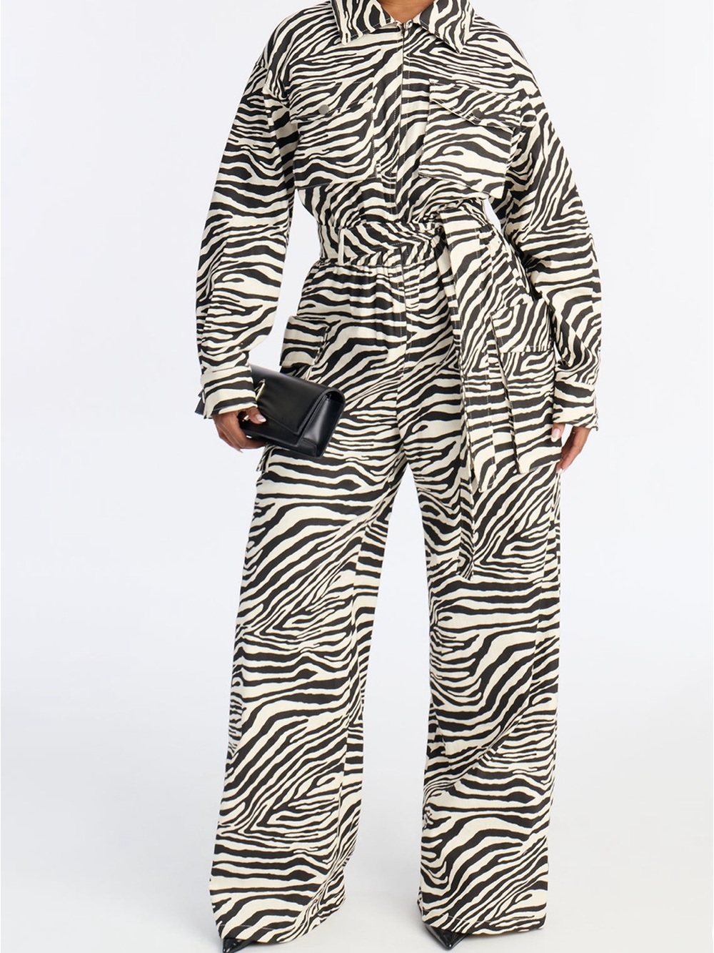 FashionNova “Untamed Zebra Wide Leg Jumpsuit” Black & White  - NEW WITH TAG!